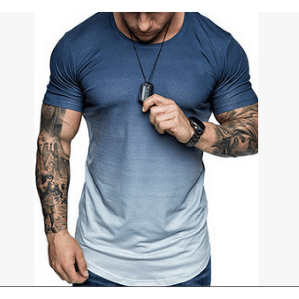 Men Summer Short Sleeve Cotton T-Shirt Slim Fit Casual Tops Crew Neck M-2XL